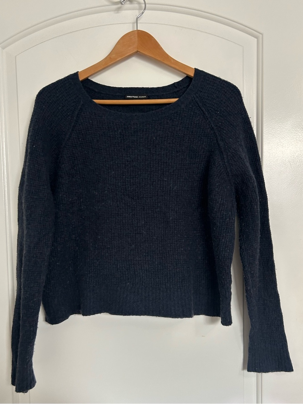 James Perse Wool Blend Crewneck Knit Sweater Size L Cozy Minimalist Preppy 90s